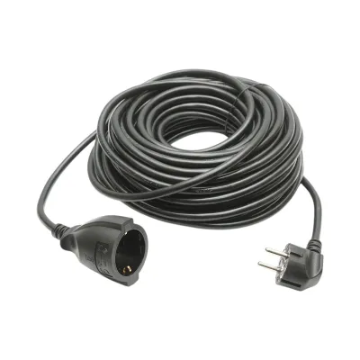 Cablu prelungitor electric 20m, 3x1.5mm H05VV-F, negru cu priza Schuko 16A/250V
