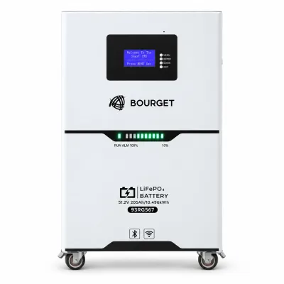 Baterie LiFePO4 10.496kWh, 51.2V, 205Ah cu BMS, Wi-Fi, Bluetooth, deep cycle, display LCD Bourget