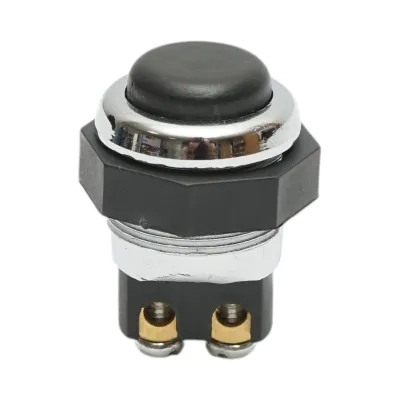Buton pornire 12V/10A–24V/5A negru cu 2 pini universal