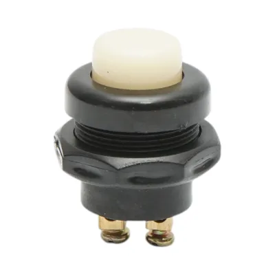 Buton pornire 12V/10A–24V/5A alb cu 2 pini universal