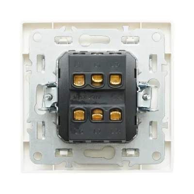 Intrerupator dublu cap scara alb incastrat 220V, 10AX, ABS 80x80mm - imagine 3