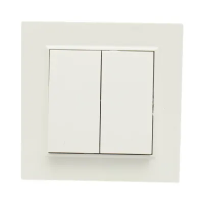Intrerupator dublu cap scara alb incastrat 220V, 10AX, ABS 80x80mm - imagine 2