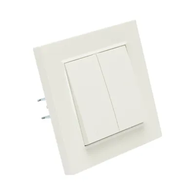 Intrerupator dublu cap scara alb incastrat 220V, 10AX, ABS 80x80mm - imagine 4