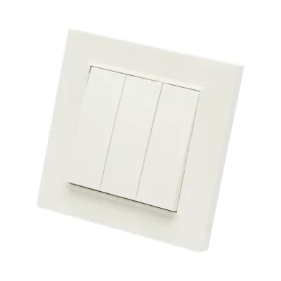 Intrerupator triplu alb incastrat 220V, 10AX, ABS 80x80mm