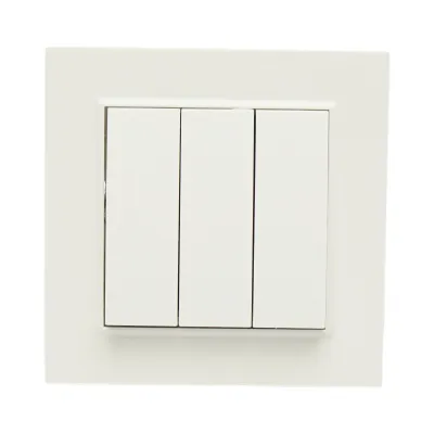 Intrerupator triplu alb incastrat 220V, 10AX, ABS 80x80mm - imagine 2