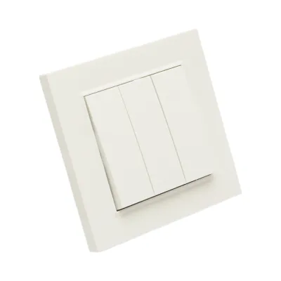 Intrerupator triplu alb incastrat 220V, 10AX, ABS 80x80mm - imagine 4