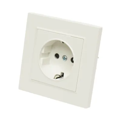 Priza schuko alba incastrata 220V, 16A, ABS 80x80mm