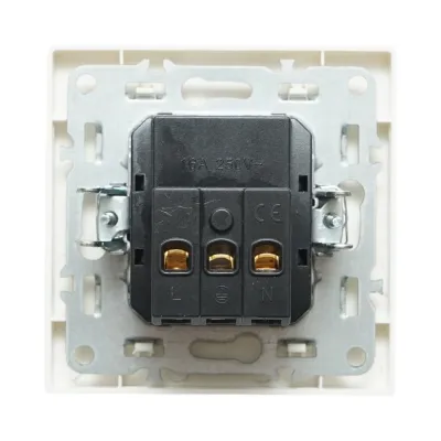 Priza schuko alba incastrata 220V, 16A, ABS 80x80mm - imagine 3