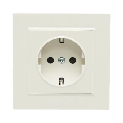 Priza schuko alba incastrata 220V, 16A, ABS 80x80mm - imagine 2