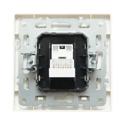 Priza internet RJ45 alba incastrata ABS 80x80mm - imagine 3