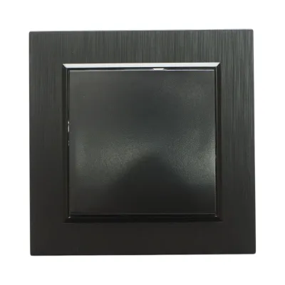 Intrerupator simplu negru incastrat 220V, 10AX, ABS 80x80mm - imagine 2