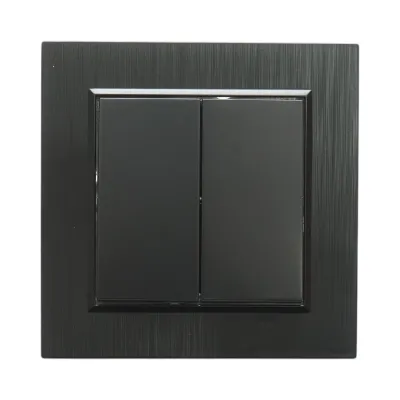 Intrerupator dublu cap scara negru incastrat 220V, 10AX, ABS 80x80mm - imagine 2