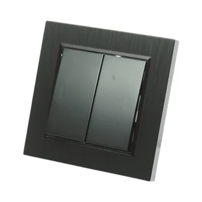 Intrerupator dublu cap scara negru incastrat 220V, 10AX, ABS 80x80mm