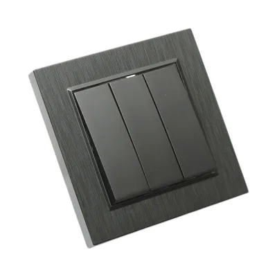 Intrerupator triplu negru incastrat 220V, 10AX, ABS 80x80mm - imagine 3