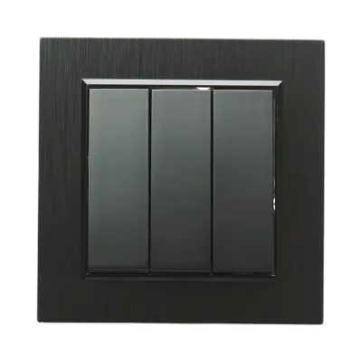 Intrerupator triplu negru incastrat 220V, 10AX, ABS 80x80mm - imagine 2