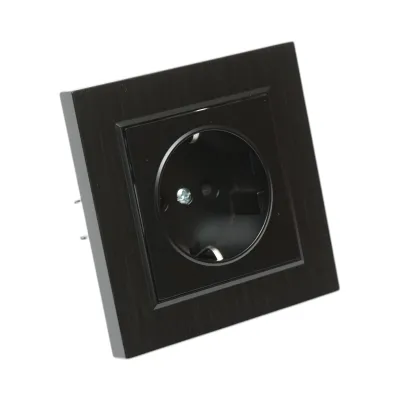 Priza schuko neagra incastrata 220V, 16A, ABS 80x80mm - imagine 4