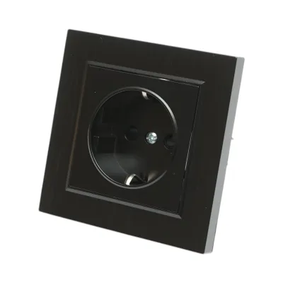 Priza schuko neagra incastrata 220V, 16A, ABS 80x80mm