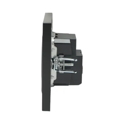 Priza schuko neagra incastrata 220V, 16A, ABS 80x80mm - imagine 5
