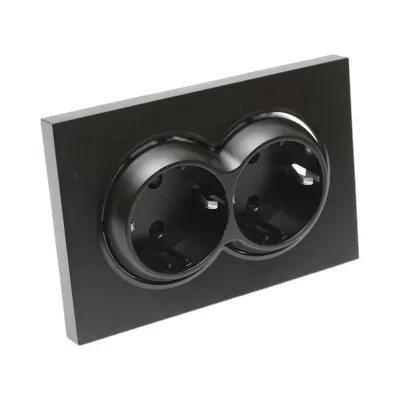 Priza schuko dubla neagra incastrata 220V, 16A, ABS 83x150mm - imagine 4