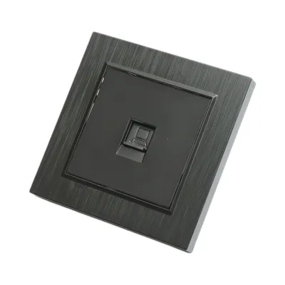 Priza internet RJ45 neagra incastrata ABS 80x80mm