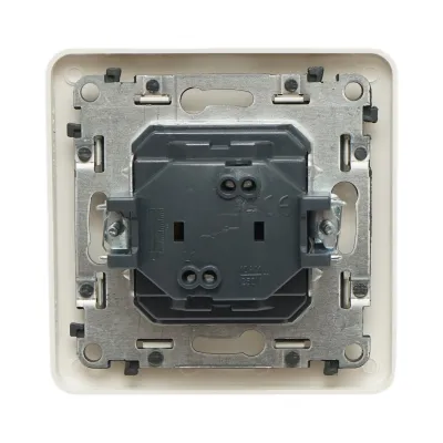 Intrerupator simplu alb incastrat 220V, 10AX, PC 80x80mm - imagine 3
