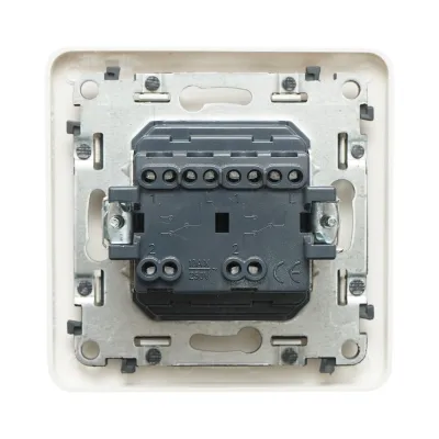 Intrerupator dublu cap scara alb incastrat 220V, 10AX, PC 80x80mm - imagine 3