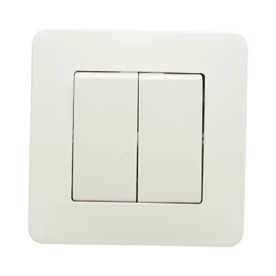 Intrerupator dublu cap scara alb incastrat 220V, 10AX, PC 80x80mm - imagine 2