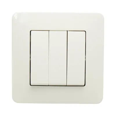 Intrerupator triplu alb incastrat 220V, 10AX, PC 80x80mm - imagine 2