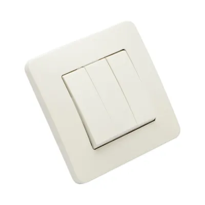 Intrerupator triplu alb incastrat 220V, 10AX, PC 80x80mm - imagine 4