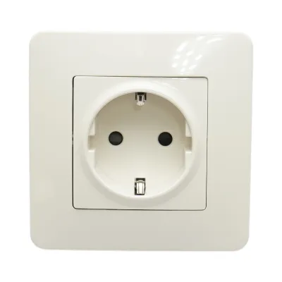 Priza schuko alba incastrata 220V, 16A, PC 80x80mm - imagine 2