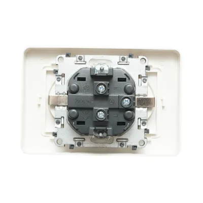 Priza schuko dubla alba incastrata 220V, 16A, PC 83x150mm - imagine 3