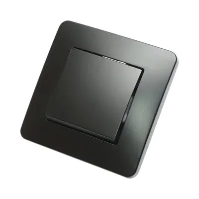 Intrerupator simplu negru incastrat 220V, 10AX, PC 80x80mm