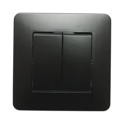 Intrerupator dublu cap scara negru incastrat 220V, 10AX, PC 80x80mm - imagine 2