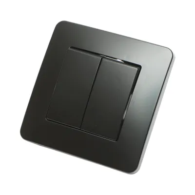 Intrerupator dublu cap scara negru incastrat 220V, 10AX, PC 80x80mm