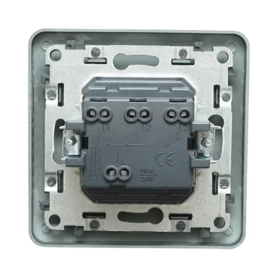 Intrerupator triplu negru incastrat 220V, 10AX, PC 80x80mm - imagine 3