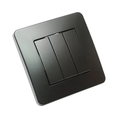 Intrerupator triplu negru incastrat 220V, 10AX, PC 80x80mm - imagine 4