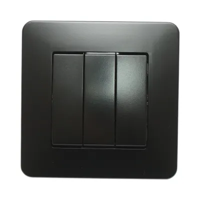 Intrerupator triplu negru incastrat 220V, 10AX, PC 80x80mm - imagine 2
