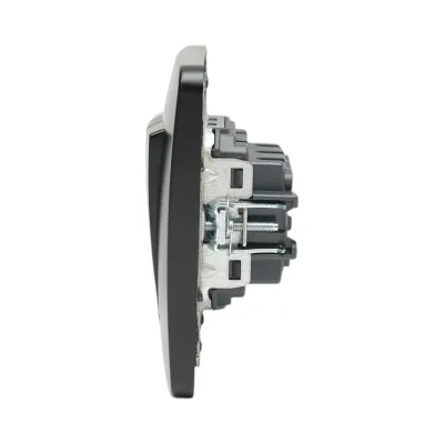 Intrerupator triplu negru incastrat 220V, 10AX, PC 80x80mm - imagine 5