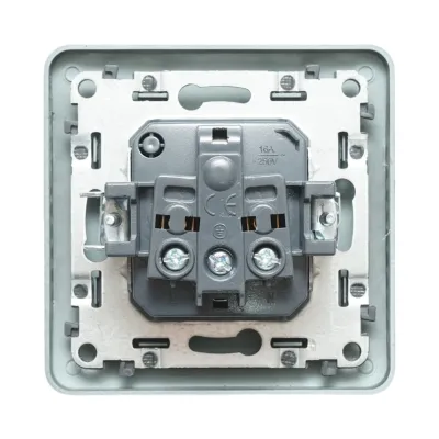 Priza schuko neagra incastrata 220V, 16A, PC 80x80mm - imagine 3