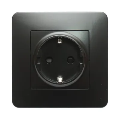 Priza schuko neagra incastrata 220V, 16A, PC 80x80mm - imagine 2