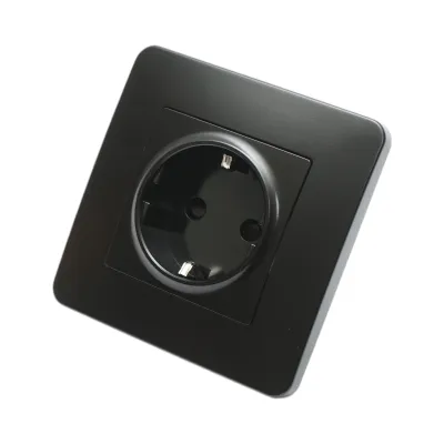 Priza schuko neagra incastrata 220V, 16A, PC 80x80mm