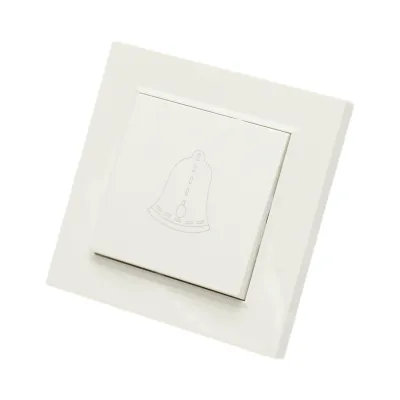 Intrerupator sonerie cu revenire alb incastrat 220V, 10AX, ABS 80x80mm