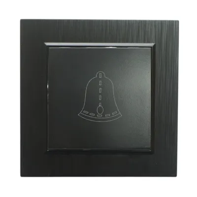 Intrerupator sonerie cu revenire negru incastrat 220V, 10AX, ABS 80x80mm - imagine 2