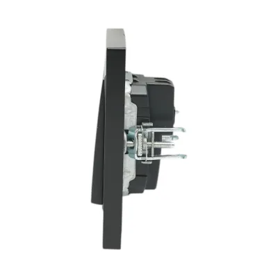 Intrerupator sonerie cu revenire negru incastrat 220V, 10AX, ABS 80x80mm - imagine 5