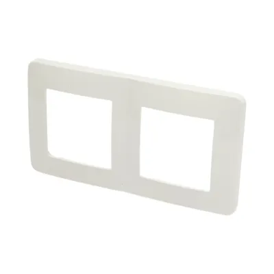 Rama dubla alba PC priza si intrerupator 150x83mm - imagine 3