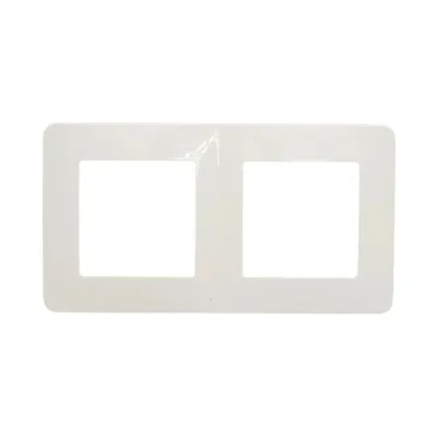 Rama dubla alba PC priza si intrerupator 150x83mm