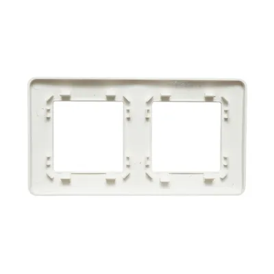 Rama dubla alba PC priza si intrerupator 150x83mm - imagine 2