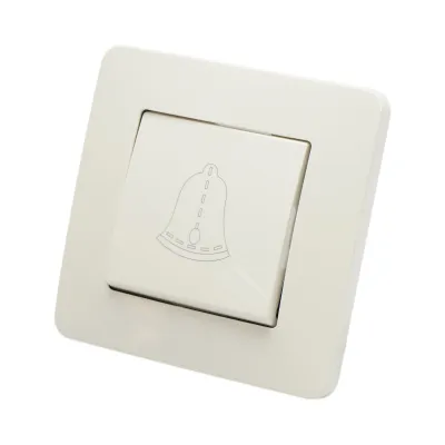 Intrerupator sonerie cu revenire alb incastrat 220V, 10AX, PC 80x80mm