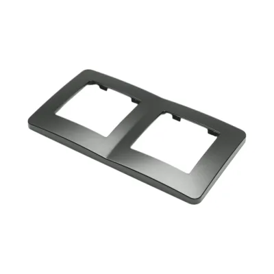 Rama dubla neagra PC priza si intrerupator 150x83mm - imagine 4
