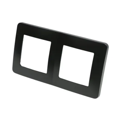 Rama dubla neagra PC priza si intrerupator 150x83mm - imagine 3